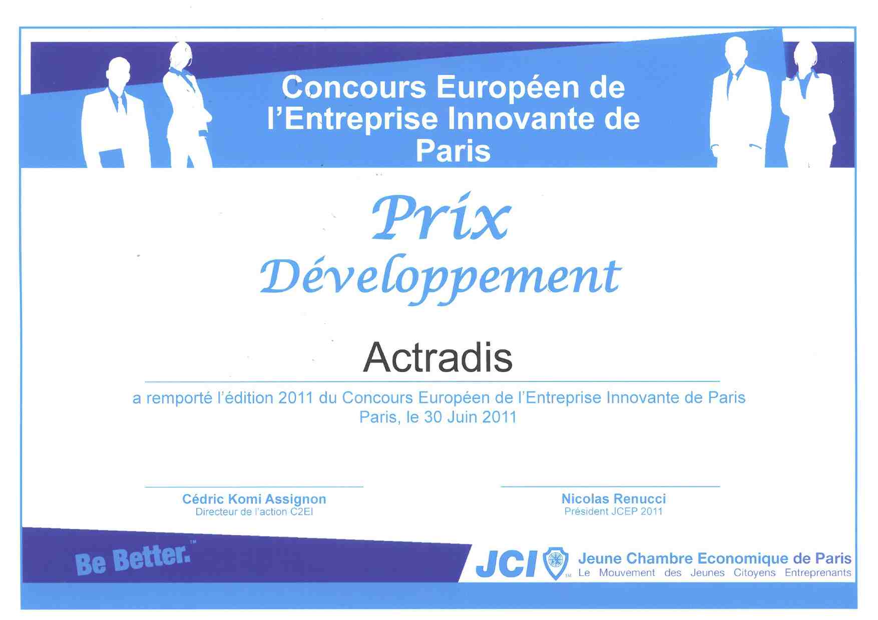 Actradis remporte le prix du développement